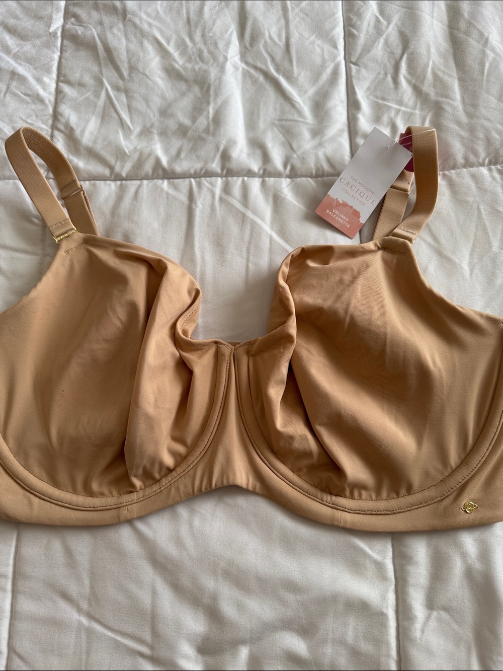 Cacique Tan Unlined Balconette Full Coverage Underwire T-Shirt Bra Sz 38H. NWT